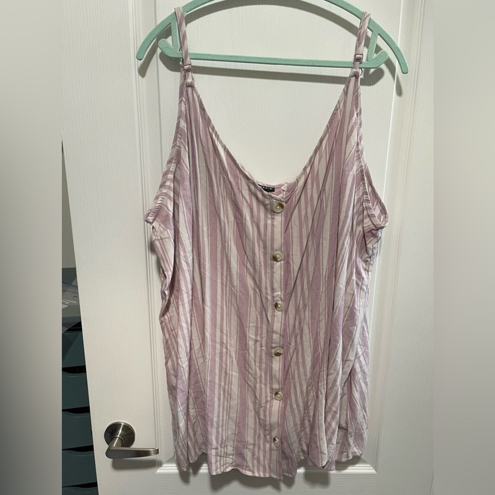 Torrid Pink Striped Button-Down Camisole Size 6